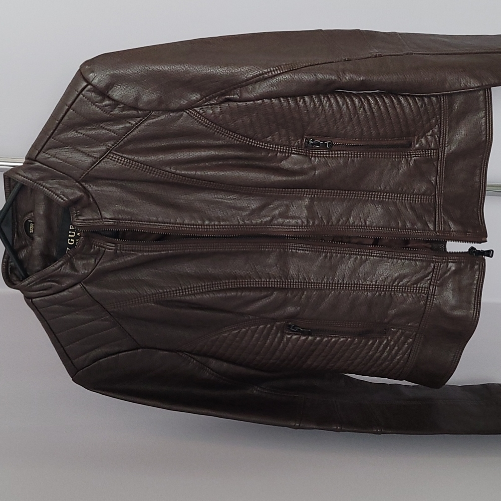 Guess Brown Faux Leather Motorcycle Jacket